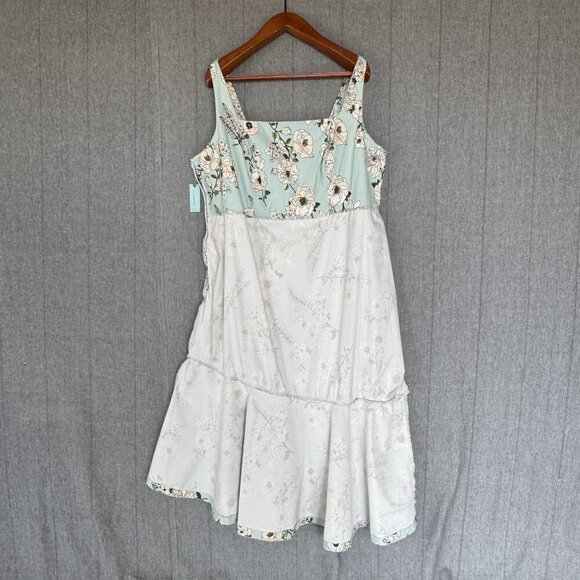 Anthropologie The Ariana Square-Neck Asymmetrical Ruffle-Hem Dress Plus Size 3X - Picture 10 of 17